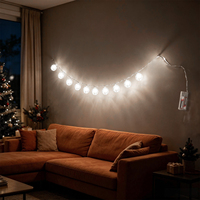 Guirlande lumineuse LED 140 cm en plastique, 10 boules disco blanches, pour mariage, anniversaire, Thanksgiving, Ramadan, Aïd
