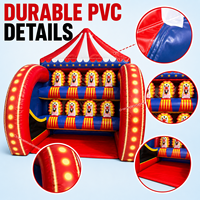 Stand de jeu gonflable sur le thème du cirque personnalisé, en PVC, avec jeu interactif de cible de clown, pour événements extérieurs, festivals, fêtes, location