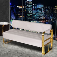 Canapé moderne pour salon de coiffure Fauteuil d'attente Salon de manucure Aire de repos Canapé et fauteuil de luxe en acier inoxydable