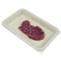 Barquette alimentaire scellée en bagasse compostable laminée pour viande fraîche, emballage VSP en fibre de canne à sucre moulée
