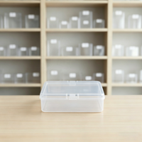 Boîte de rangement carrée en plastique PP transparent de 3,2 cm à 10,5 cm avec couvercle à charnière, organisateur de bijoux et de pilules, vente en gros d'usine