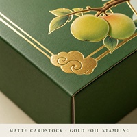 Boîte cadeau prune miel, emballage de fruits de luxe personnalisé, style chinois, boîte en carton vert foncé avec feuille d'or