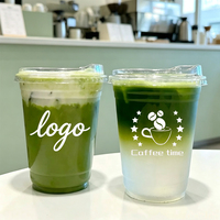 Gobelets en plastique jetables, logo personnalisé imprimé, gobelets transparents en PET pour café et bubble tea, 500 ml avec couvercles, gobelets de qualité alimentaire, grossiste