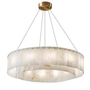 Lámpara colgante de alabastro grande de lujo personalizada, decoración del hogar, candelabro de alabastro para sala de estar - Product Image 1