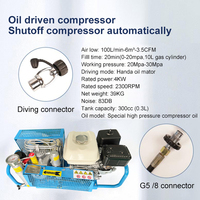 Compresseur d'air haute pression TUXING à arrêt automatique, quatre cylindres, 100 L/min, 4500 psi, 300 bar, pour la plongée sous-marine et la respiration avec tuba