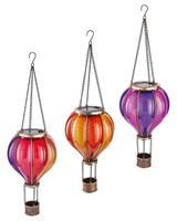 Lanterne solaire LED d'extérieur scintillante en forme de montgolfière, lanterne solaire avec flamme vacillante, lumières suspendues d'extérieur