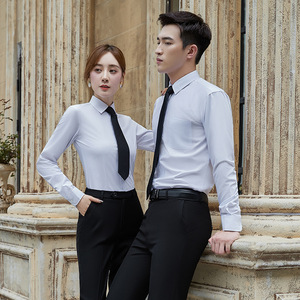 Professional Unisex White Long Sleeve Business Shirt Slim Fit Anti-Wrinkle Bamboo Fiber Workwear For Office And Sales Uniforms - Product Image 1