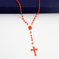 Collier croix lumineux avec perles en plastique, offre spéciale, accessoires religieux et catholique