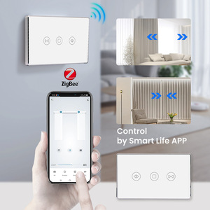 Zigbee Smart Touch Curtain Switch Aluminum Frame Tuya Smart App Control <b>Alexa</b> Voice <b>Remote</b> - Product Image 3