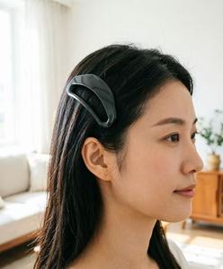 OEM ZJA385 Yihui Pince à cheveux artisanale décontractée en acétate brillant ajouré, forme croissant de lune, pince à maintien complet en arc, type pince requin - Product Image 3