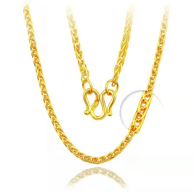 Personalizado chinês G9999 Foxtail Pure 24k Real Ouro Puro Amarelo Chopin Cadeia Clavícula Fine Jewelry Colar