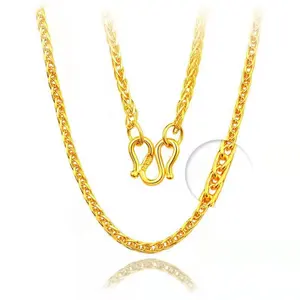 Chinese Custom G9999 Foxtail Pure 24k Real Pure Gold Yellow Chopin Chain Clavicle Fine Jewelry Necklace