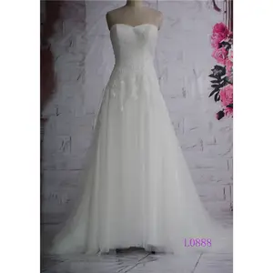 Vestido de novia de gasa de talla grande con cordones y pliegues Fit Body a Line de talla grande 2021 - Product Image 1