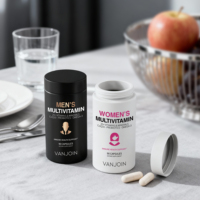 Flacon en verre rond droit de 200 ml pour pilules de suppléments vitaminiques, avec couvercle à vis, boîte cadeau, design personnalisé