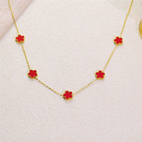 Collar de Cadena con Colgante de Trébol de Cinco Hojas, Simple y Elegante, de Acero Inoxidable para Mujer