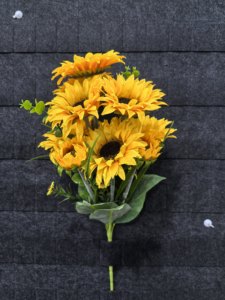 <span class=keywords><strong>Bouquet</strong></span> de tournesols artificiels faits main de style européen avec tiges en plastique - Décoration rustique pour la maison, idéal pour les mariages et les douches nuptiales - Product Image 2