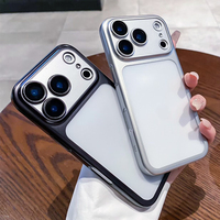 Coque de téléphone portable de luxe électroplaquée mate translucide à couverture intégrale avec film de protection d'objectif en TPU+PC rigide pour iPhone 17 Pro Max 18