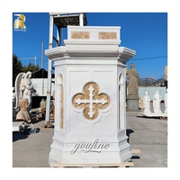 Púlpito de piedra de mármol blanco de decoración religiosa tallada a mano para Iglesia