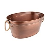 Grande cuve à boissons en métal avec poignées en corde Baignoire de 8 gallons avec logo personnalisé en or antique