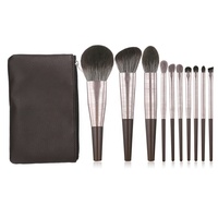 Ensemble de 10 pinceaux de maquillage professionnels en bois, personnalisés en usine, pinceau plat pour l'application du correcteur sur le visage, ne gêne pas la peau