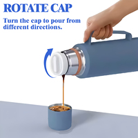 Grande bouteille d'eau isotherme en acier inoxydable de 1200 ml, sans BPA, de qualité alimentaire, sûre pour les enfants, avec couvercle-coupelle intégré