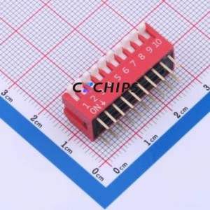 DP-10-R-T DIP Switch Through hole Component (THT) Switch Piano Key Single Pole Single Throw 10 2.54mm - Product Image 1