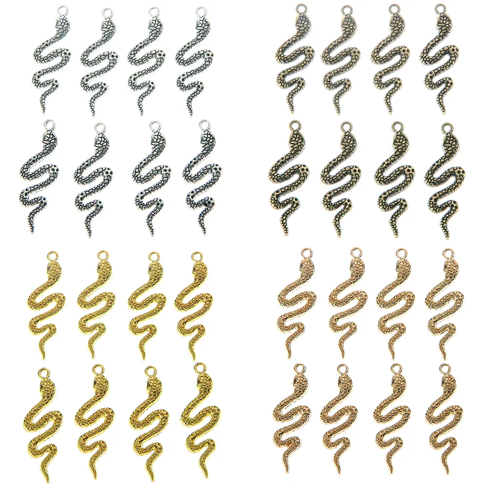 Punk Vintage Silver Gold Snake Charms Pendants For Jewelry Making DIY Handmade Necklace Cobra Pendants Accessories