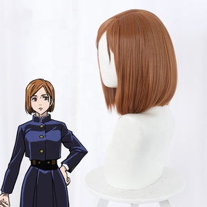 Perruque Jujutsu Kaisen en gros, 40 cm, mi-longue, brune, perruque Kugisaki <span class=keywords><strong>Nobara</strong></span>, cosplay, synthétique, anime, peluca pour Halloween - Product Image 4