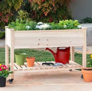 Lit <span class=keywords><strong>de</strong></span> <span class=keywords><strong>jardin</strong></span> <span class=keywords><strong>surélevé</strong></span> en bois détachable avec roues pour le soin des plantes en pot <span class=keywords><strong>de</strong></span> fleurs pour les outils alimentaires et les vêtements - Product Image 2