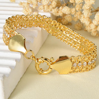 Bracelet vintage hip-hop en cuivre avec boucle marin exagérée, unisexe, trois couches, bijoux de main simples et tendance
