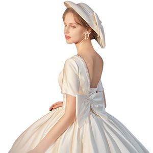 Satin Wedding Dress Ball Gown Sweetheart Neckline Natural Waistline Simple Elegant With Train For Petite Women - Product Image 5