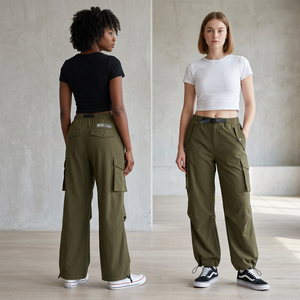 <span class=keywords><strong>Pantalon</strong></span> cargo <span class=keywords><strong>en</strong></span> <span class=keywords><strong>toile</strong></span> streetwear tendance pour <span class=keywords><strong>femme</strong></span>, taille mi-haute, jambe <span class=keywords><strong>large</strong></span>, hiver - Product Image 1