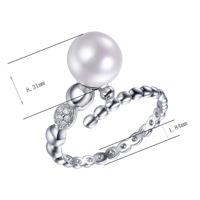 Ensemble de bagues en argent sterling 925 plaqué or rose avec grande perle d'eau douce, bijoux de doigt en perle blanche DIY pour femmes