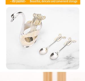 Ensemble de cuillères et fourchettes à café européennes en gros, décoration d'intérieur, cuillère à dessert élégante avec base en forme de cygne - Product Image 4