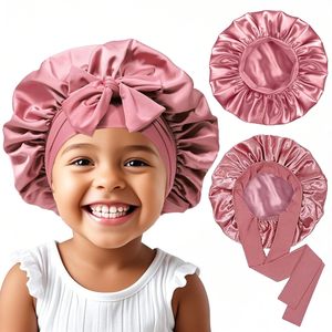 Bonnet en Soie Satinée Personnalisé avec Logo pour Bébé, Bonnets de Nuit Ajustables pour Enfants, Cheveux Bouclés, Filles, Garçons, Nourrissons, Soin Capillaire Polyvalent - Product Image 1