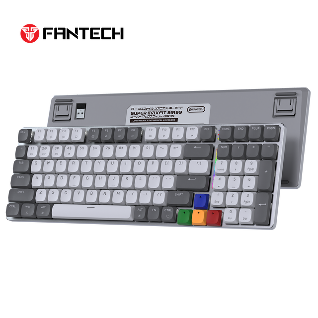 FANTECH MK916 99 Key RGB Mechanical Gaming Keyboard Low Profile PBT Keycaps Wireless Wired USB C Keyboard for Gaming Keyboard