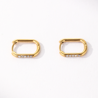 Nouveau support d'oreille étanche à la mode Style classique plaqué or 18 carats incrustation de zircon boucles d'oreilles carrées en acier inoxydable