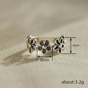T0449 Anello in Lega con Motivo Floreale Stile Vintage Unisex Regalo Gioielli alla Moda - Product Image 4