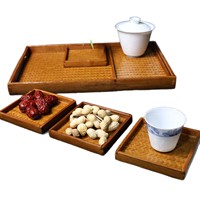 Plateau à thé en bambou massif de style japonais, artisanal, durable pour la cuisine et le bureau, cérémonie du thé zen et service