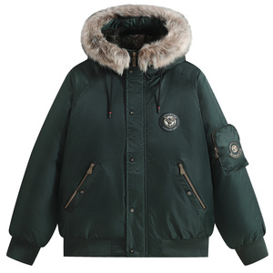 Veste bomber matelassée à col montant et à capuche de style vintage de luxe en gros, mode rétro, logo métallique, veste de vol matelassée, hiver - Product Image 3