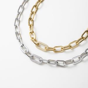 ชุดเครื่องประดับแฟชั่น YF5144 ชุบทอง 18K สแตนเลสสตีล สร้อยคลิปหนีบหนา ประดับเพชรคิวบิกเซอร์โคเนีย สร้อยข้อมือ สร้อยคอ ต่างหู - Product Image 2