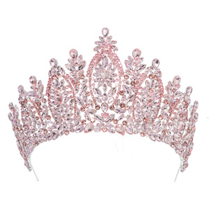 Cross-border Wholesale Baroque European American Beauty Pageant Bride Tiara Alloy Electroplated Flowers <strong>Wedding</strong> <strong>Hair</strong> <strong>Band</strong> <strong>Hair</strong> - Product Image 6