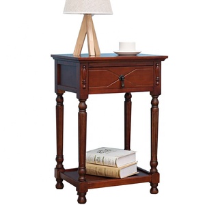 Mid century <strong>mango</strong> <strong>Wood</strong> Bedside Table Nightstand Modern with 1 Drawer and 1 <strong>Shelf</strong> Brown for Living Room - Product Image 1