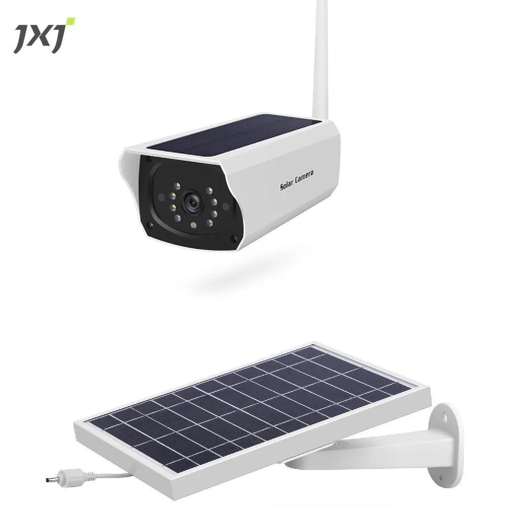 JXJホット販売H.265PIRソーラーパネルバッテリー駆動IPHDCctvモニターセキュリティカード監視カメラ太陽エネルギー
