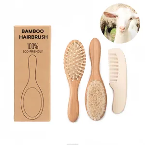 Baby Brush Wholesale Eco-friendly High Quality Goat Hair Baby Brush Bamboo Wooden Baby Hair Brush