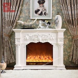 Chimenea Eléctrica Decorativa <span class=keywords><strong>con</strong></span> Llama LED, Consola para TV, Calentador, Chimenea <span class=keywords><strong>de</strong></span> Madera Marrón, Chimenea <span class=keywords><strong>de</strong></span> Madera Blanca - Product Image 4