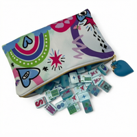 Nouveau jeu d'échecs de table portable moderne sur mesure, avec tuiles de mahjong américaines en acrylique gravées motif Perle Bleue Porte-bonheur pour les joueurs