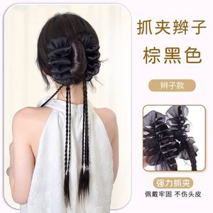 Braided Wig Hair Clip Long <b>Braid</b> Ponytail Chinese Style Hair <b>Accessory</b> For Women Black Veil 6 Strand Manual Made - Product Image 6