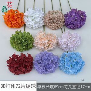 Fleurs artificielles d'hortensia Hua Ding imprimées en 3D en plastique et soie pour décoration de mariage et accessoires d'arche - Product Image 2