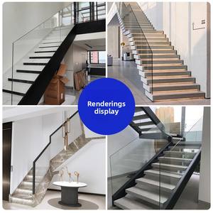 Barandilla <span class=keywords><strong>de</strong></span> vidrio para interiores <span class=keywords><strong>de</strong></span> diseño moderno, cubierta <span class=keywords><strong>de</strong></span> aleación <span class=keywords><strong>de</strong></span> aluminio, pasamanos <span class=keywords><strong>de</strong></span> acero inoxidable, ranura <span class=keywords><strong>de</strong></span> suelo <span class=keywords><strong>de</strong></span> vidrio sin marco para Barandilla <span class=keywords><strong>de</strong></span> escalera - Product Image 2